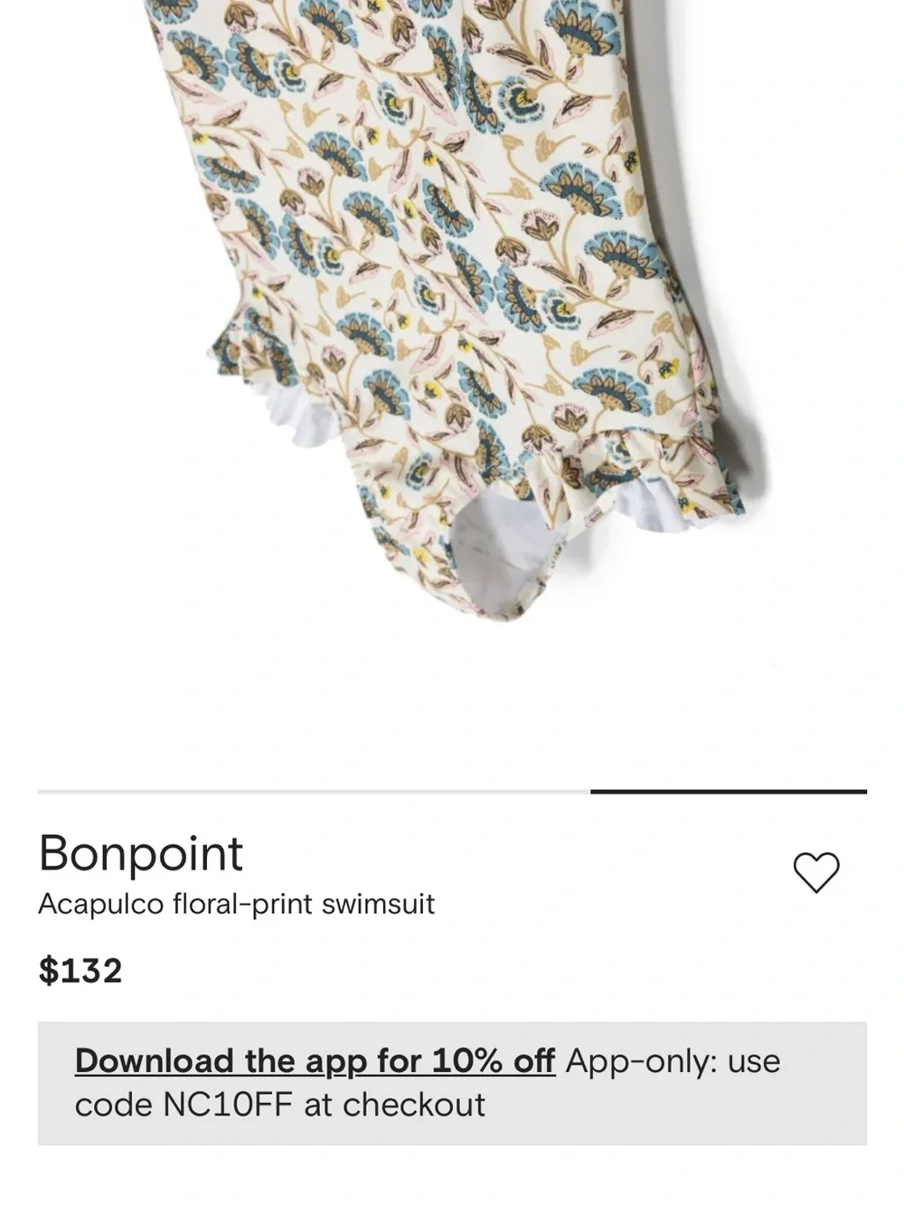 Bonpoint Girls' Acapulco Floral-Print Swimsuit in Cream and Blue! Size 10!
